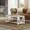 imageWLIVE Farmhouse Coffee Table 43 Coffee Table for Living Room Modern Center Table with Storage Shelf V Shaped Support GreyampWhiteGreywhite