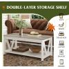 imageWLIVE Farmhouse Coffee Table 43 Coffee Table for Living Room Modern Center Table with Storage Shelf V Shaped Support GreyampWhiteGreywhite