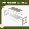 imageWLIVE Farmhouse Coffee Table 43 Coffee Table for Living Room Modern Center Table with Storage Shelf V Shaped Support GreyampWhiteGreywhite
