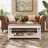 imageWLIVE Farmhouse Coffee Table 43 Coffee Table for Living Room Modern Center Table with Storage Shelf V Shaped Support GreyampWhiteGreywhite