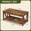 imageWLIVE Farmhouse Coffee Table 43 Coffee Table for Living Room Modern Center Table with Storage Shelf V Shaped Support GreyampWhiteRustic Brown