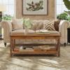 imageWLIVE Farmhouse Coffee Table 43 Coffee Table for Living Room Modern Center Table with Storage Shelf V Shaped Support GreyampWhiteRustic Brown