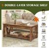 imageWLIVE Farmhouse Coffee Table 43 Coffee Table for Living Room Modern Center Table with Storage Shelf V Shaped Support GreyampWhiteRustic Brown