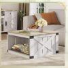 imageWLIVE Farmhouse Coffee Table 43 Coffee Table for Living Room Modern Center Table with Storage Shelf V Shaped Support GreyampWhiteWhite