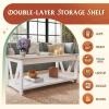imageWLIVE Farmhouse Coffee Table 43 Coffee Table for Living Room Modern Center Table with Storage Shelf V Shaped Support GreyampWhiteWhite