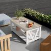 imageWLIVE Farmhouse Coffee Table 43 Coffee Table for Living Room Modern Center Table with Storage Shelf V Shaped Support GreyampWhiteWhite