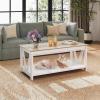 imageWLIVE Farmhouse Coffee Table 43 Coffee Table for Living Room Modern Center Table with Storage Shelf V Shaped Support GreyampWhiteWhite