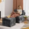 imageWLIVE Pouf Ottoman Foot Rest Square Bean Bag Ottoman Coffee Table for Living Room Grey