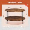 imageWLIVE Round Coffee Table 326 Small Coffee Table with Storage Shelf 2Tier Circle Wood Center Table for Living Room Apartment Rustic BrownRustic Brown