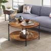 imageWLIVE Round Coffee Table 326 Small Coffee Table with Storage Shelf 2Tier Circle Wood Center Table for Living Room Apartment Rustic BrownRustic Brown