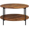 imageWLIVE Round Coffee Table 326 Small Coffee Table with Storage Shelf 2Tier Circle Wood Center Table for Living Room Apartment Rustic BrownRustic Brown