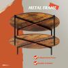 imageWLIVE Round Coffee Table 326 Small Coffee Table with Storage Shelf 2Tier Circle Wood Center Table for Living Room Apartment Rustic BrownRustic Brown