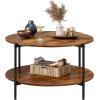 imageWLIVE Round Coffee Table 326 Small Coffee Table with Storage Shelf 2Tier Circle Wood Center Table for Living Room Apartment Rustic BrownRustic Brown