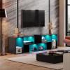 imageWLIVE TV Stand Deformable TV Stand with LED Strip Modern Entertainment Center Gaming Media 3 Pieces Console Cabinet for Living Room Bedroom WhiteBlack