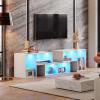 imageWLIVE TV Stand Deformable TV Stand with LED Strip Modern Entertainment Center Gaming Media 3 Pieces Console Cabinet for Living Room Bedroom WhiteWhite