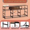 imageWLIVE White Dresser TV Stand for 55 60 65 inch TV Entertainment Center with LED Lights amp Charging Station TV Media Console Table with 13 Fabric Drawers and Open Shelves for Living Room Wood TopRustic Brown