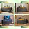 imageWLIVE White Dresser TV Stand for 55 60 65 inch TV Entertainment Center with LED Lights amp Charging Station TV Media Console Table with 13 Fabric Drawers and Open Shelves for Living Room Wood TopCharcoal Black Wood Grain Print