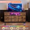 imageWLIVE White Dresser TV Stand for 55 60 65 inch TV Entertainment Center with LED Lights amp Charging Station TV Media Console Table with 13 Fabric Drawers and Open Shelves for Living Room Wood TopRustic Brown