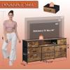 imageWLIVE White Dresser TV Stand for 55 60 65 inch TV Entertainment Center with LED Lights amp Charging Station TV Media Console Table with 13 Fabric Drawers and Open Shelves for Living Room Wood TopRustic Brown