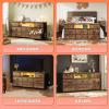 imageWLIVE White Dresser TV Stand for 55 60 65 inch TV Entertainment Center with LED Lights amp Charging Station TV Media Console Table with 13 Fabric Drawers and Open Shelves for Living Room Wood TopRustic Brown