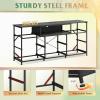 imageWLIVE White Dresser TV Stand for 55 60 65 inch TV Entertainment Center with LED Lights amp Charging Station TV Media Console Table with 13 Fabric Drawers and Open Shelves for Living Room Wood TopCharcoal Black Wood Grain Print