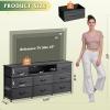 imageWLIVE White Dresser TV Stand for 55 60 65 inch TV Entertainment Center with LED Lights amp Charging Station TV Media Console Table with 13 Fabric Drawers and Open Shelves for Living Room Wood TopCharcoal Black Wood Grain Print