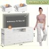 imageWLIVE White Dresser TV Stand for 55 60 65 inch TV Entertainment Center with LED Lights amp Charging Station TV Media Console Table with 13 Fabric Drawers and Open Shelves for Living Room Wood TopWhite