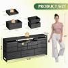 imageWLIVE White Dresser TV Stand for 55 60 65 inch TV Entertainment Center with LED Lights amp Charging Station TV Media Console Table with 13 Fabric Drawers and Open Shelves for Living Room Wood TopCharcoal Black Wood Grain Print
