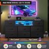 imageWLIVE White Dresser TV Stand for 55 60 65 inch TV Entertainment Center with LED Lights amp Charging Station TV Media Console Table with 13 Fabric Drawers and Open Shelves for Living Room Wood TopBlack