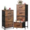imageWLIVE 3 Drawer and 4 Drawer Dresser Set Dresser for Bedroom Closet Hallway Storage Organizer Unit Dressers amp Chests of Drawers with Fabric Bins Rustic Brown Wood Grain Print