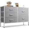imageWLIVE Dresser for Bedroom with 5 Drawers Wide Chest of Drawers for Bedroom Fabric Dresser for Living Room Closet Hallway Cream WhiteLight Grey