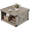 imageWLIVE Farmhouse Coffee Table 43 Coffee Table for Living Room Modern Center Table with Storage Shelf V Shaped Support GreyampWhiteGreige