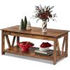 imageWLIVE Farmhouse Coffee Table 43 Coffee Table for Living Room Modern Center Table with Storage Shelf V Shaped Support GreyampWhiteRustic Brown