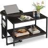 imageWLIVE Round Coffee Table 326 Small Coffee Table with Storage Shelf 2Tier Circle Wood Center Table for Living Room Apartment Rustic BrownBlack