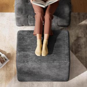 imageWLIVE Pouf Ottoman Foot Rest Square Bean Bag Ottoman Coffee Table for Living Room Grey