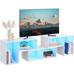 imageWLIVE TV Stand Deformable TV Stand with LED Strip Modern Entertainment Center Gaming Media 3 Pieces Console Cabinet for Living Room Bedroom WhiteWhite