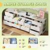 imageWLIVE 755 TV Stand for 65 75 80 85 Inch TV Dresser for Bedroom with Power Outlets amp LED Lights 11 Drawer Fabric Dresser with Open Shelves Entertainment Center with Storage Rustic BrownWhite