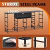 imageWLIVE 755 TV Stand for 65 75 80 85 Inch TV Dresser for Bedroom with Power Outlets amp LED Lights 11 Drawer Fabric Dresser with Open Shelves Entertainment Center with Storage Rustic BrownBlack