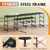 imageWLIVE 755 TV Stand for 65 75 80 85 Inch TV Dresser for Bedroom with Power Outlets amp LED Lights 11 Drawer Fabric Dresser with Open Shelves Entertainment Center with Storage Rustic BrownBlack