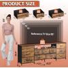 imageWLIVE 755 TV Stand for 65 75 80 85 Inch TV Dresser for Bedroom with Power Outlets amp LED Lights 11 Drawer Fabric Dresser with Open Shelves Entertainment Center with Storage Rustic BrownRustic Brown