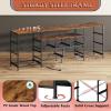 imageWLIVE 755 TV Stand for 65 75 80 85 Inch TV Dresser for Bedroom with Power Outlets amp LED Lights 11 Drawer Fabric Dresser with Open Shelves Entertainment Center with Storage Rustic BrownRustic Brown