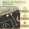 imageWLIVE 755 TV Stand for 65 75 80 85 Inch TV Dresser for Bedroom with Power Outlets amp LED Lights 11 Drawer Fabric Dresser with Open Shelves Entertainment Center with Storage Rustic BrownCharcoal Black Wood Grain Print