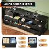 imageWLIVE 755 TV Stand for 65 75 80 85 Inch TV Dresser for Bedroom with Power Outlets amp LED Lights 11 Drawer Fabric Dresser with Open Shelves Entertainment Center with Storage Rustic BrownBlack
