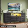 imageWLIVE 755 TV Stand for 65 75 80 85 Inch TV Dresser for Bedroom with Power Outlets amp LED Lights 11 Drawer Fabric Dresser with Open Shelves Entertainment Center with Storage Rustic BrownBlack
