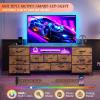 imageWLIVE 755 TV Stand for 65 75 80 85 Inch TV Dresser for Bedroom with Power Outlets amp LED Lights 11 Drawer Fabric Dresser with Open Shelves Entertainment Center with Storage Rustic BrownRustic Brown