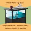 imageWLIVE Nightstand Set of 2 with Charging Station End Table Sets with LED Lights 2 Fabric Drawers and Open Shelf Bed Side Tables Living Room Small Space Night Stand for Bedroom WhiteBlack