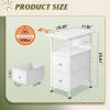 imageWLIVE Nightstand Set of 2 with Charging Station End Table Sets with LED Lights 2 Fabric Drawers and Open Shelf Bed Side Tables Living Room Small Space Night Stand for Bedroom WhiteWhite