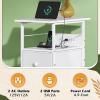 imageWLIVE Nightstand Set of 2 with Charging Station End Table Sets with LED Lights 2 Fabric Drawers and Open Shelf Bed Side Tables Living Room Small Space Night Stand for Bedroom WhiteWhite