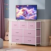 image:imageWLIVE 7 Drawer Dresser TV Stand Entertainment Center Media Console Table with Wood Top for TV up to 45 inch Chest of Drawers for Bedroom Living Room Tiedye Print Pink Purple BlueApink