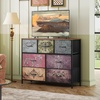 image:imageWLIVE 7 Drawer Dresser TV Stand Entertainment Center Media Console Table with Wood Top for TV up to 45 inch Chest of Drawers for Bedroom Living Room Tiedye Print Pink Purple BluePattern